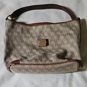 Dooney & Bourke Brown Tan Signature Monogram Shoulder Bag